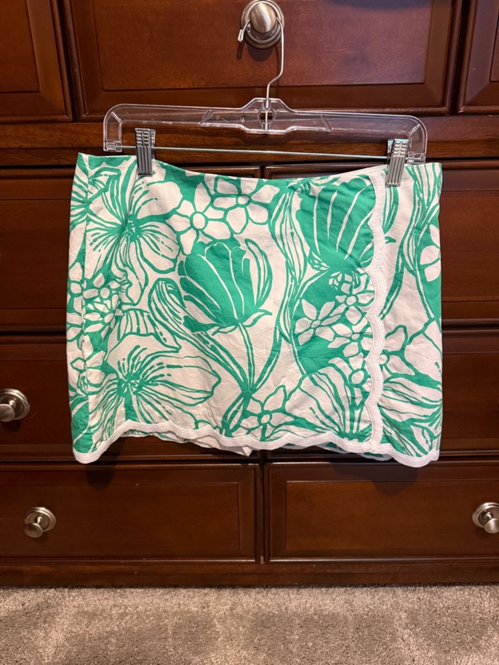 Lilly Pulitzer White and Green Floral Mini Skirt